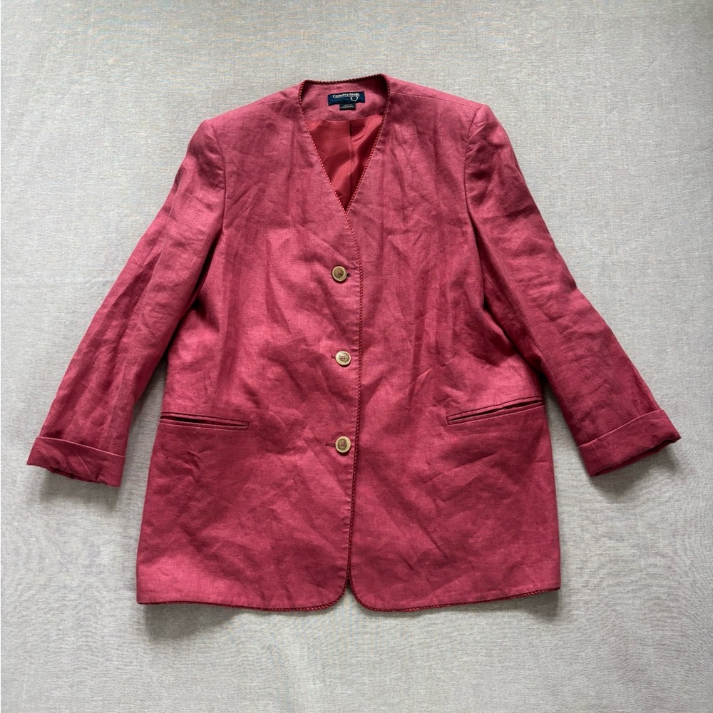 Country Shop vintage mauve linen country estate work blazer.